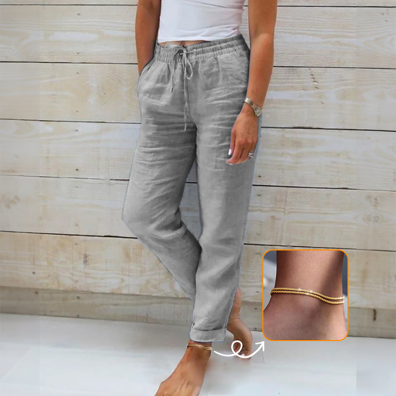 【S–2XL】🌸🍃 Women's cotton and linen casual pants with an elastic waistband