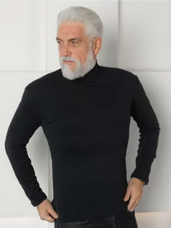 Men's thermal cotton T-shirt with a high neck: warm, breathable & casual for autumn-winter! ❄️