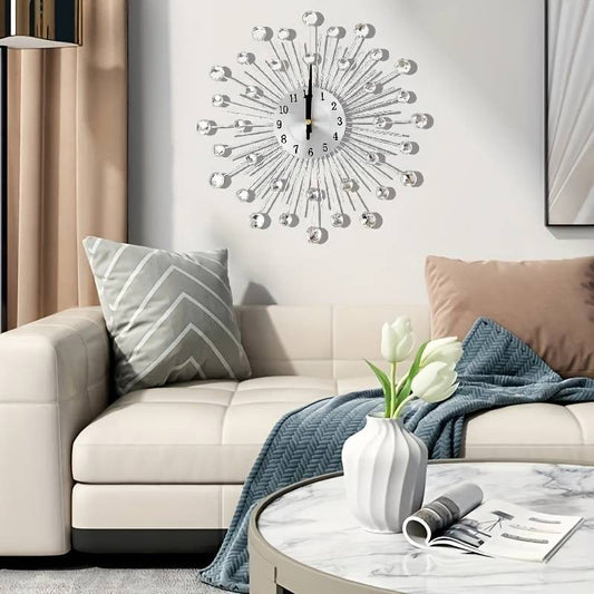 🕰️ Rhinestone Wall Clock – Silent Movement, Sparkling Design & Elegant Home Decor 💎