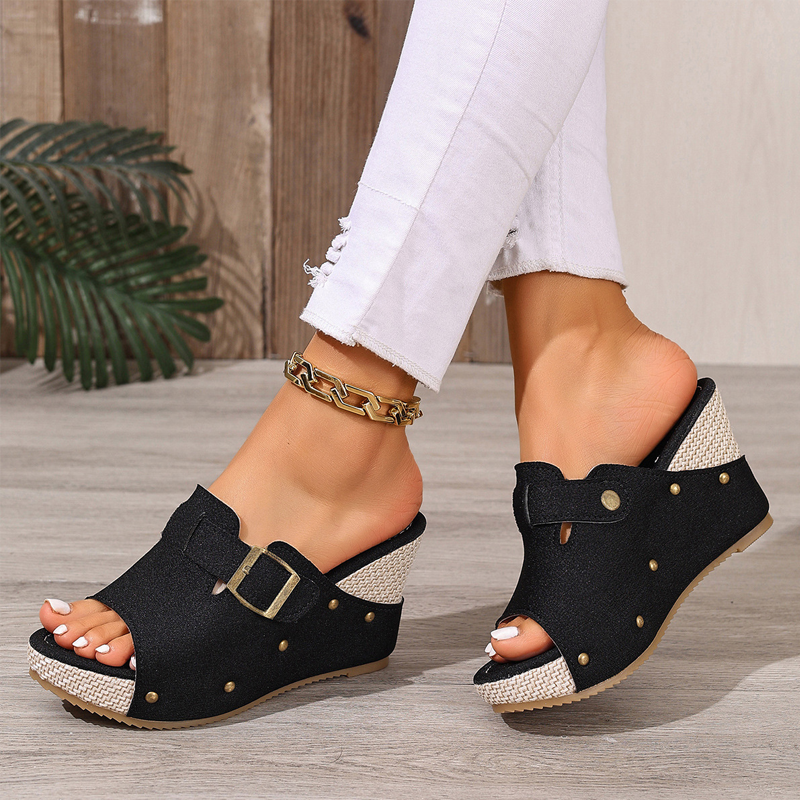 🍃Women's Peep-Toe Wedge Slide Sandals【35-43】