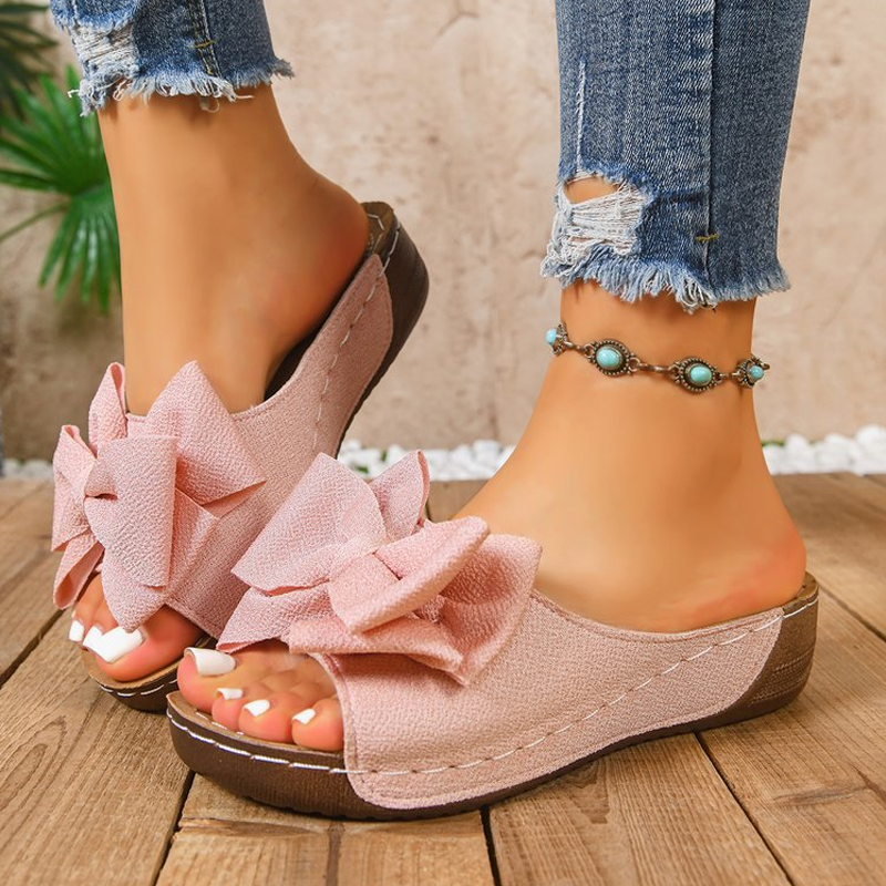 👡Women's Bowknot Peep-Toe Wedge Sandals