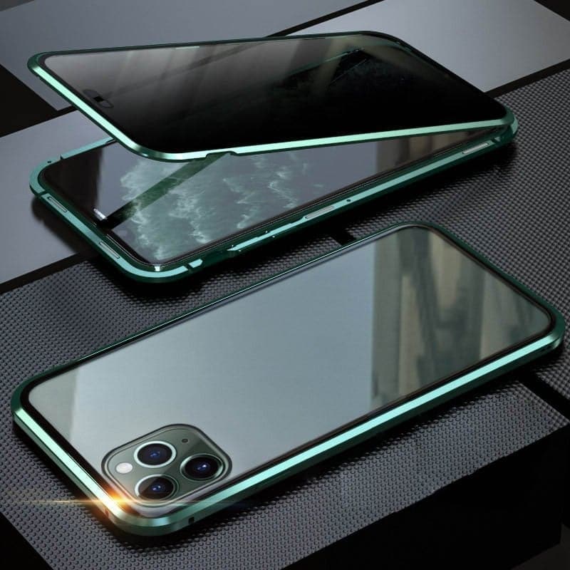 ⏳Magnetic iPhone case with privacy glass and metal
