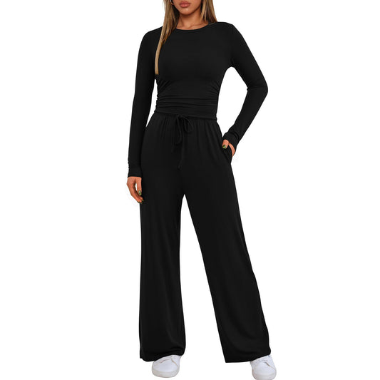 👚👖2026 Women's Casual Wear Long-Sleeved Loose-Fit Trouser Set 💕