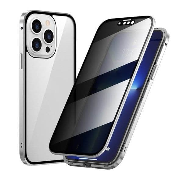 ⏳Magnetic iPhone case with privacy glass and metal