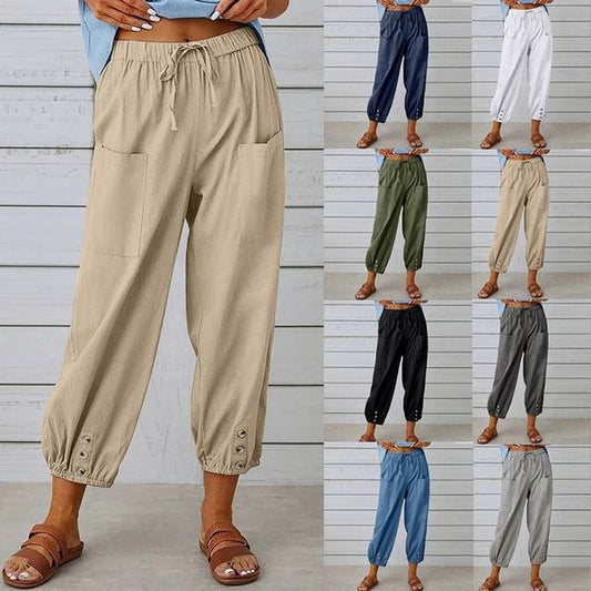 Women's Capri Pants Wide Leg Drawstring👖