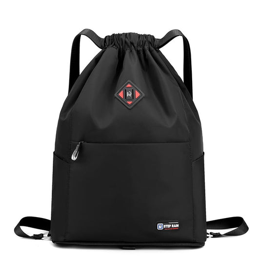 Large-capacity foldable sports backpack with drawstrings