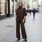 🔥 59% OFF! NEW! Women's 2-piece set – Asymmetrical sweater + wide-leg pants, relaxed fit and soft fabric, ultra comfortable 👚✨