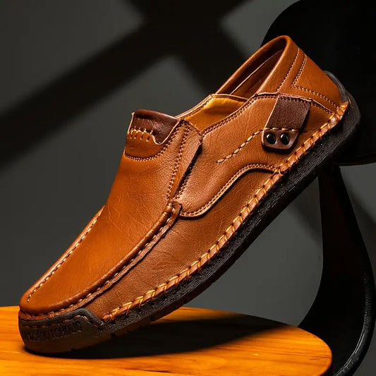 💎Classic Men’s Slip-On Leather Shoes – Premium Calfskin, All-Day Comfort & Effortless Style