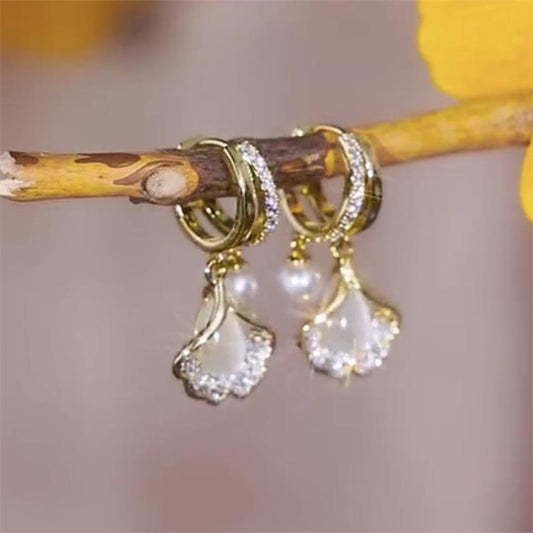 ⏳Spring Special⏰Apricot Leaf Pearl Earrings