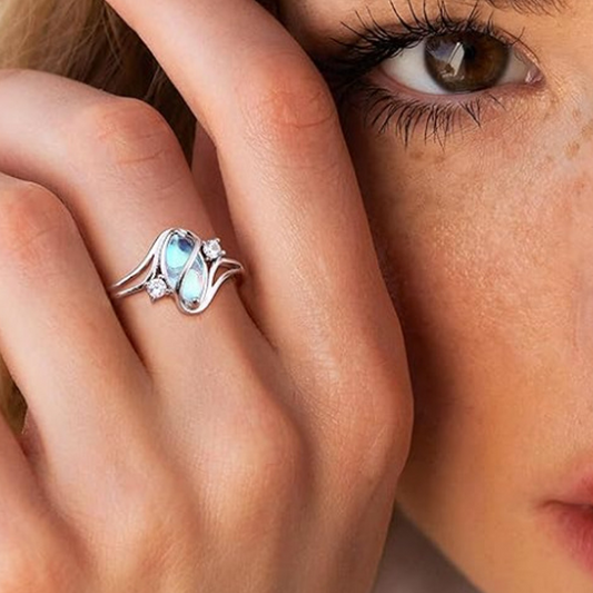 Geometric Oval Ring with Zirconia Accents