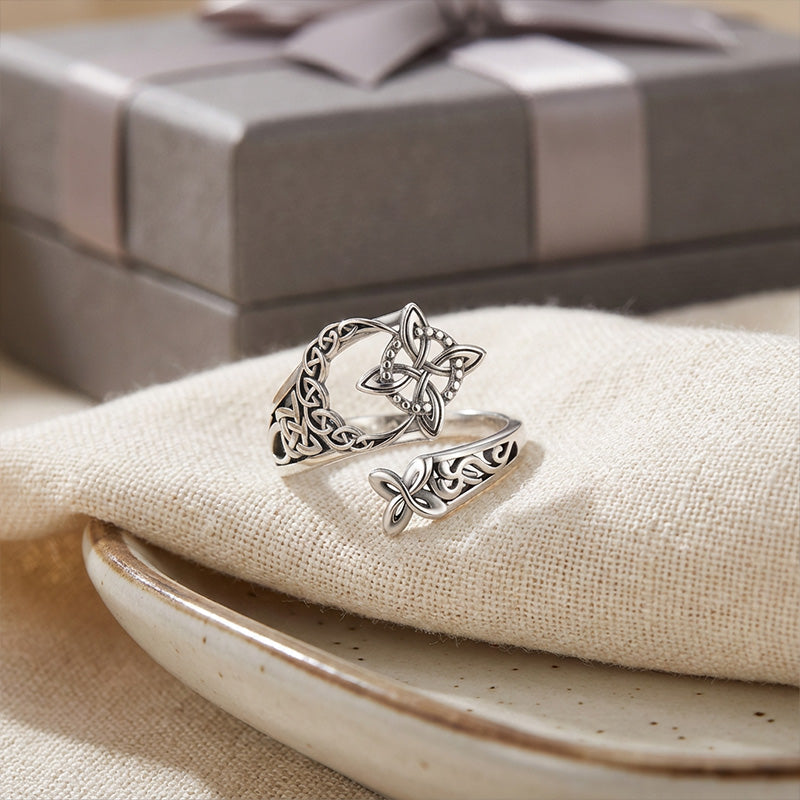 Geometric Cross Hollow Open Ring