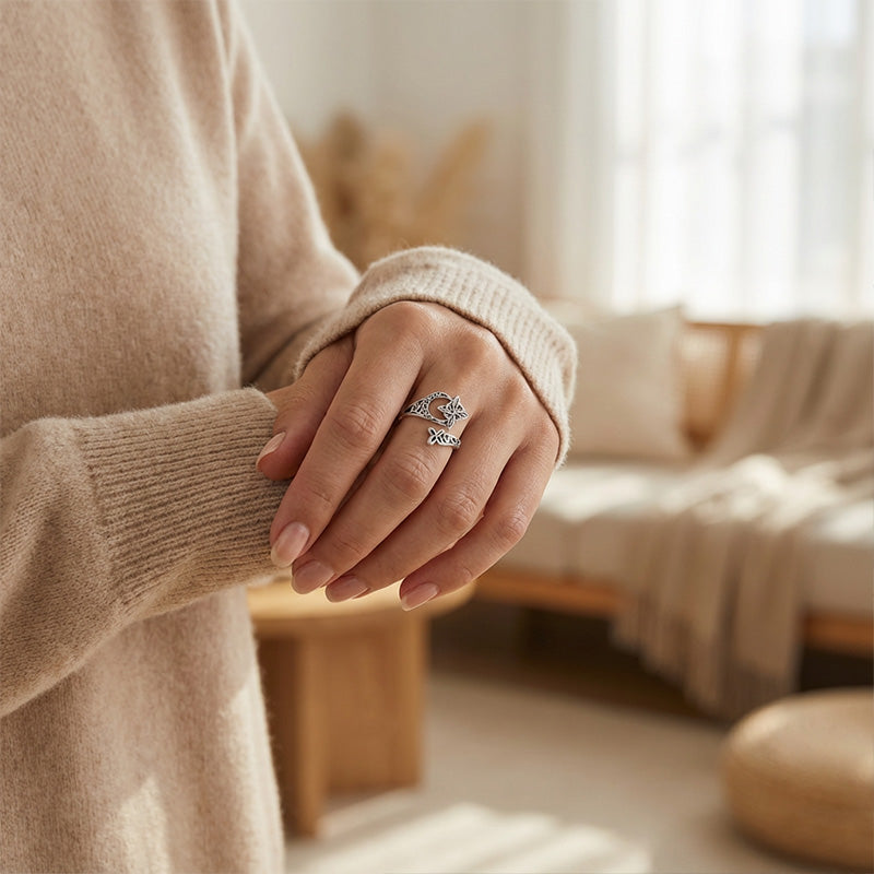 Geometric Cross Hollow Open Ring