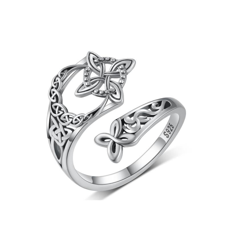 Geometric Cross Hollow Open Ring