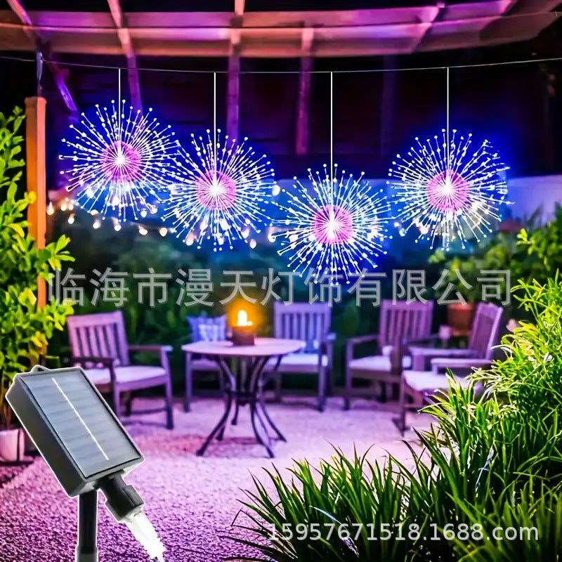 ☀️🎆 Solar Firework String Lights – Auto On/Off, Waterproof LED for Yard, Patio & Parties 🎉✨