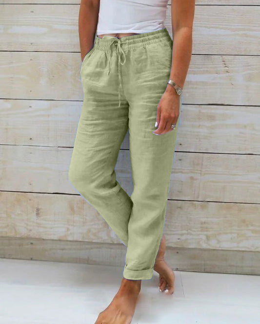 【S–2XL】🌸🍃 Women's cotton and linen casual pants with an elastic waistband
