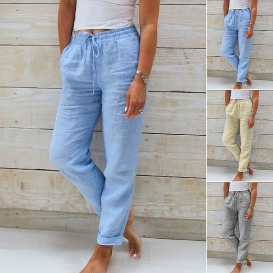 【S–2XL】🌸🍃 Women's cotton and linen casual pants with an elastic waistband