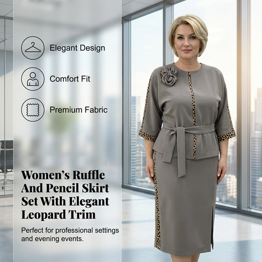 【S-5XL】✨Women's Belted Peplum Top & Pencil Skirt Set