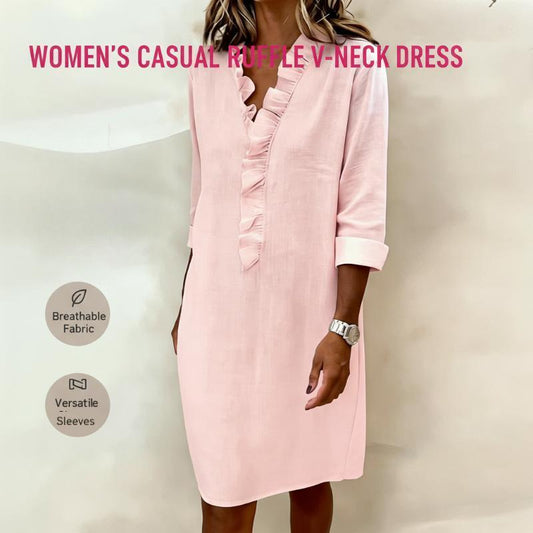 🌻Women's Casual Ruffle V-Neck Dress
