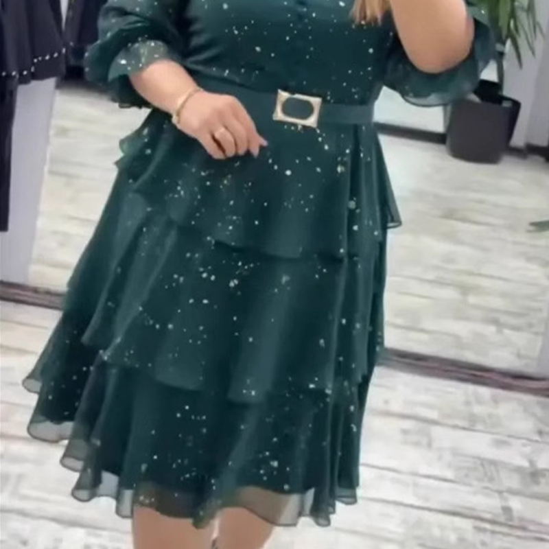 Women's Knee-Length Dress with a V-Neck