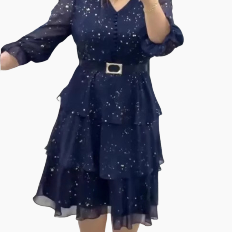 Women's Knee-Length Dress with a V-Neck