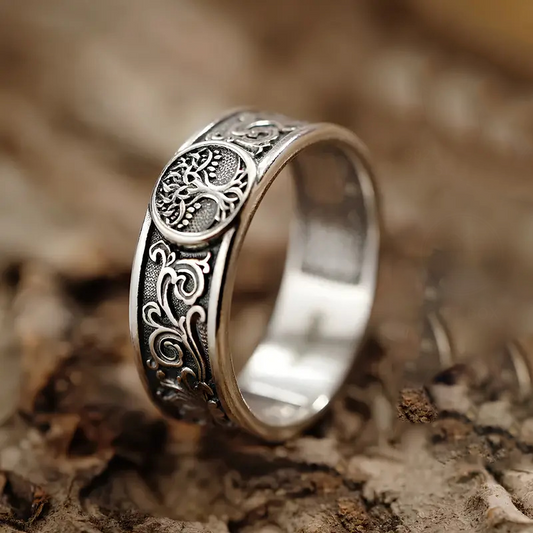 Tree of Life Ring with Intricate Scrollwork