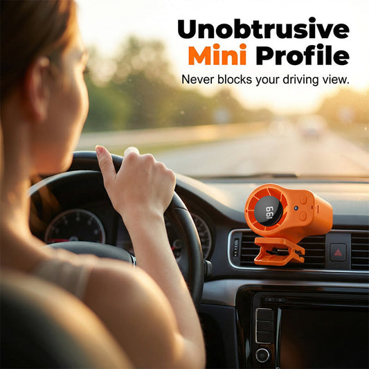 🚗 Stay Cool on the Road – Portable LED Car Fan (Smart Display, Vent Mount, Car/Desktop Dual-Use) – Pay on Delivery 💨🌬️