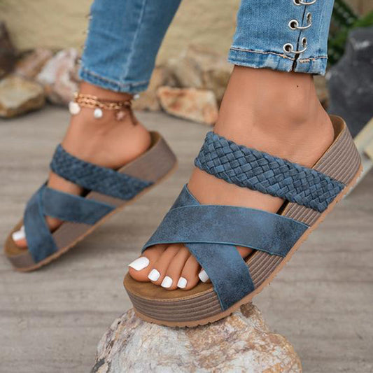 【35-44】🌻Women's Criss-Cross Woven Strap Wedge Sandals