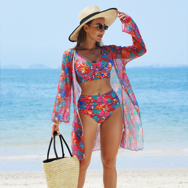 【S-2XL】🏊‍♀️Women's Fashion Multicolor Printed Bikini Swimsuit 3 Piece Set