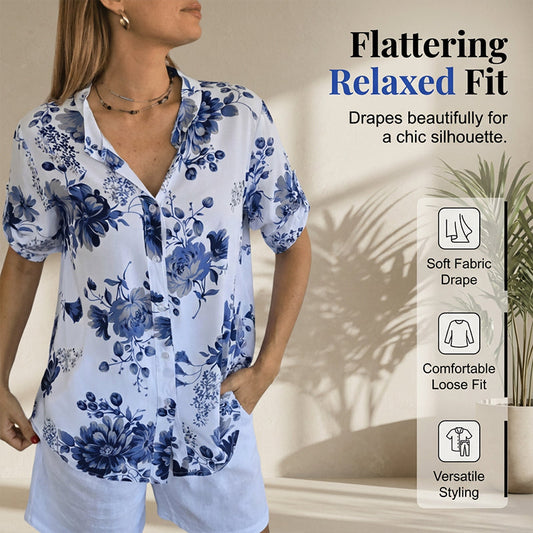 【S-3XL】🌻Women's Floral Print Button-Down Shirt