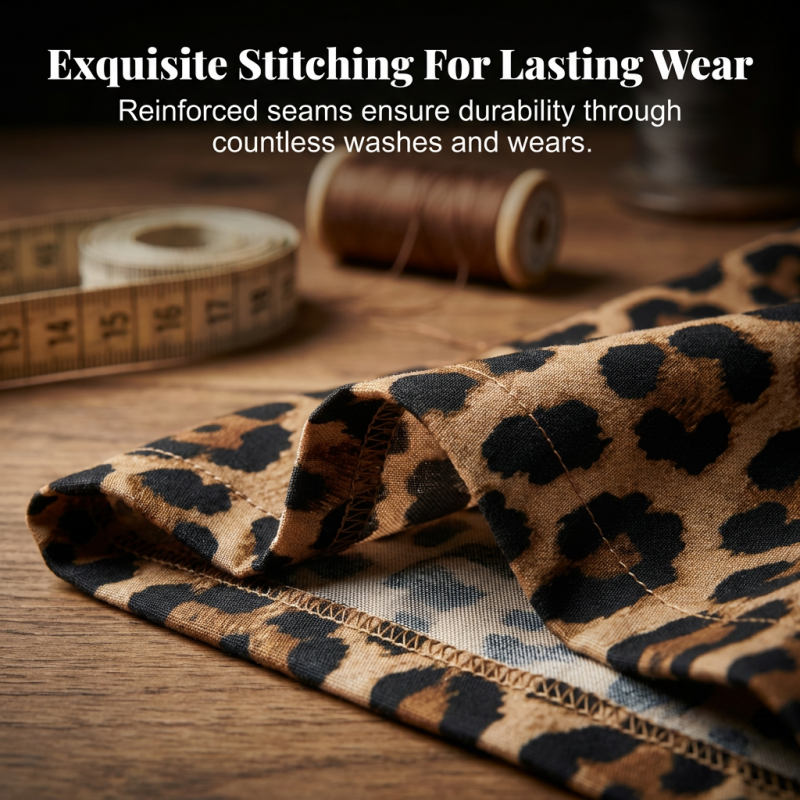 Γυναικείο παντελόνι Leopard Smocked Waist με φαρδύ πόδι