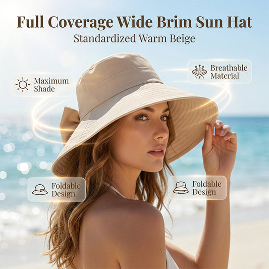 🌞 Get full sun protection – Wide brim foldable sun hat with bow – Cash on Delivery 👒
