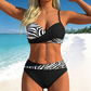 🌺👙 Dvoudílné bikiny s potiskem a zpevňujícím efektem –🌊 odnímatelné vycpávky, vysoký pas zakrývající břicho –  platba při doručení💕