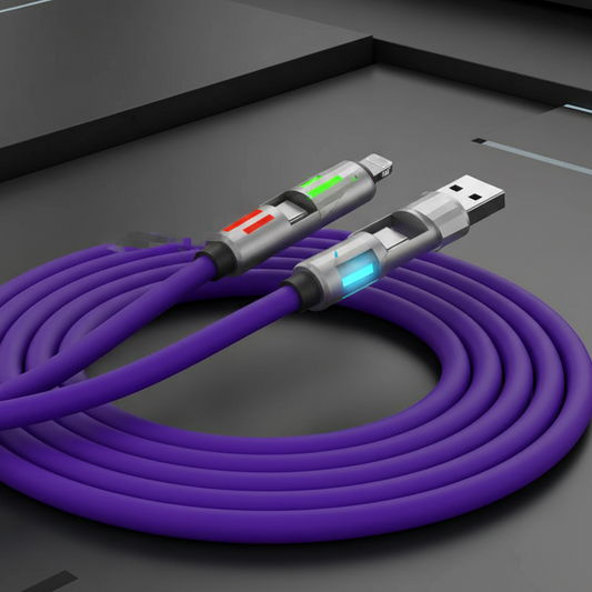 ⚡🌈 Čtyřvícový LED kabel pro rychlé nabíjení a přenos dat – univerzální pro více zařízení  – platba při doručení ✅